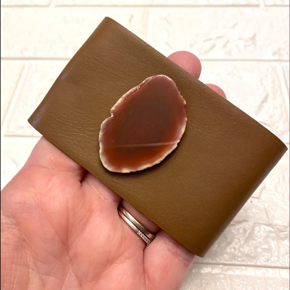 Faux Leather Cuff and Agate Bracelet by I.… - Picture 3 of 10
